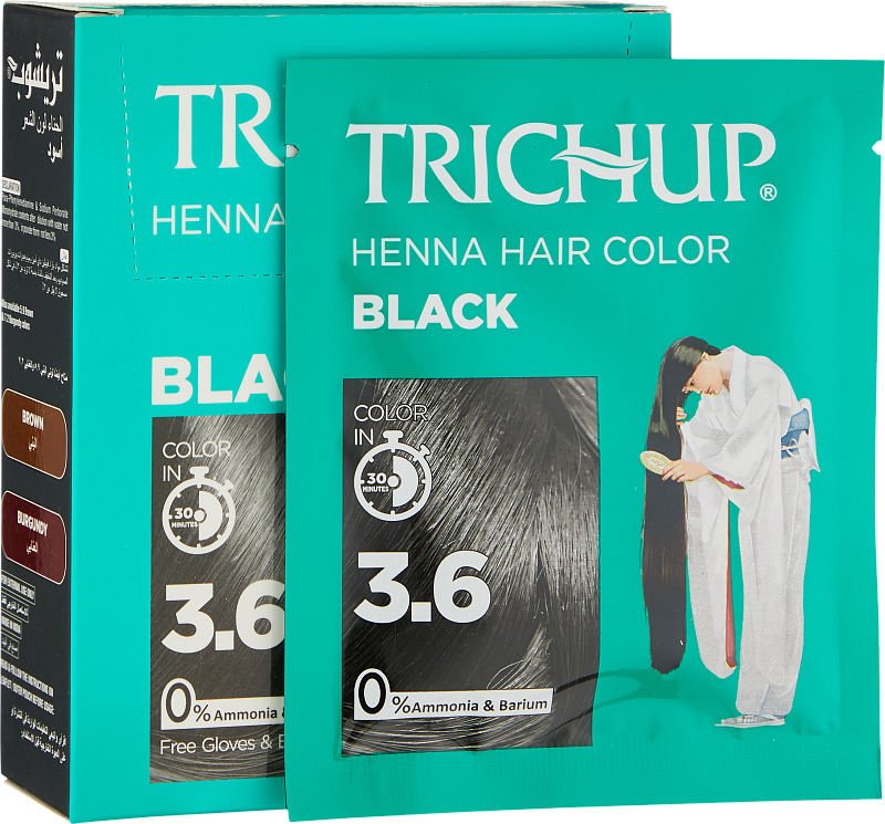 Краска-хна Черная (Trichup Henna Hair 3.6 Color - Black 6*10gr)