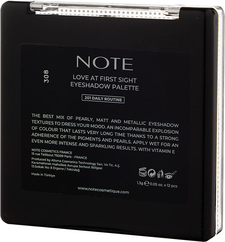 Палетка теней для век (Note Love At First Sight Eyeshadow Palette 201 1.3g x12)