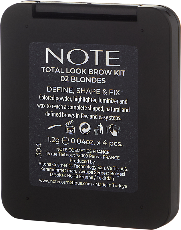 Набор теней для бровей (Note Total Look Brow Kit 02 1.2g x4)