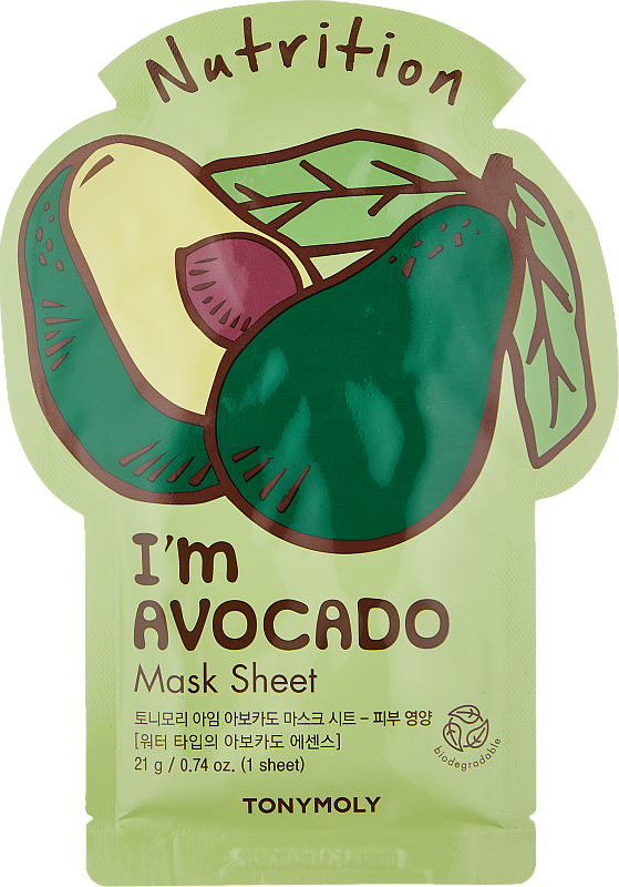 Маска с экстрактом авокадо (TonyMoly I'M AVOCADO MASK SHEET – NUTRITION 21g)