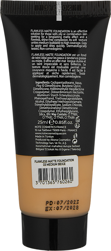Тональный крем (Note Flawless Matte Foundation SPF15 25ml)