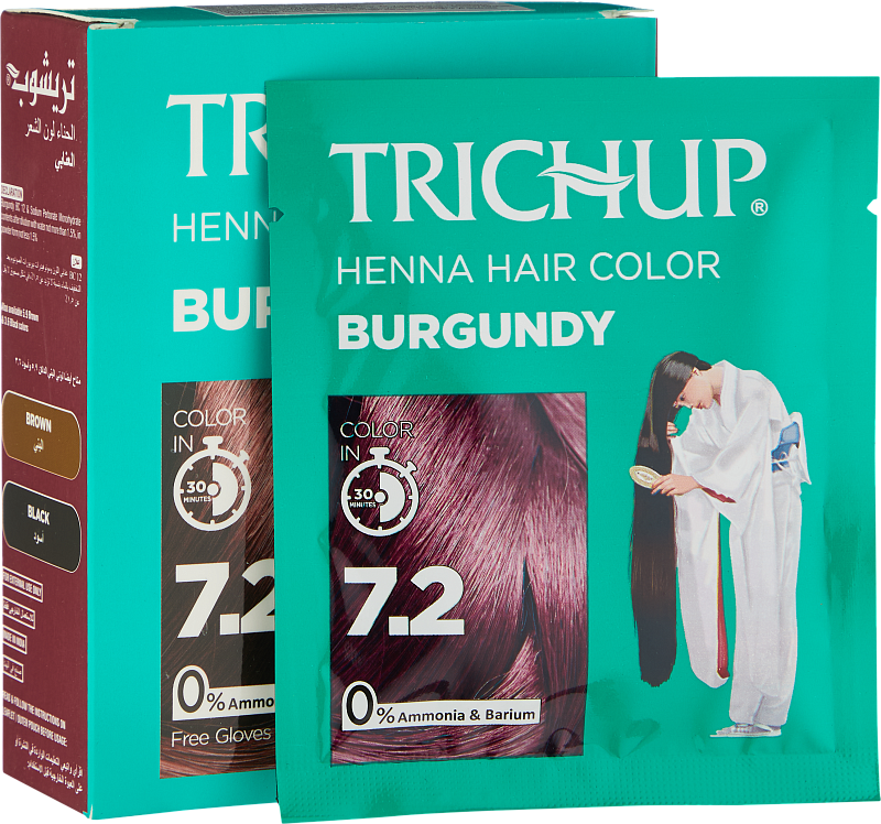 Краска-хна Бордовая (Trichup Henna Hair 7.2 Color - Burgundy 6*10gr)