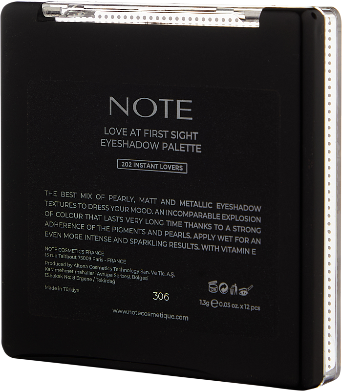Палетка теней для век (Note Love At First Sight Eyeshadow Palette 202 1.3g x12)
